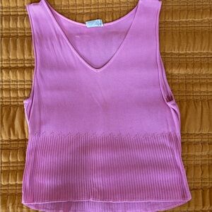 Philosophy di Alberta Ferretti Italian Knit Tank Pink Ribbed Detail - Size M